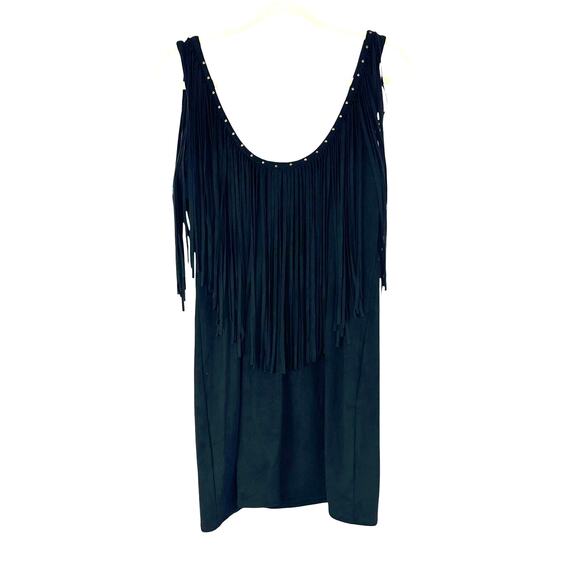 Elegant Black Fringe Midi Dress - Picture 4 of 6